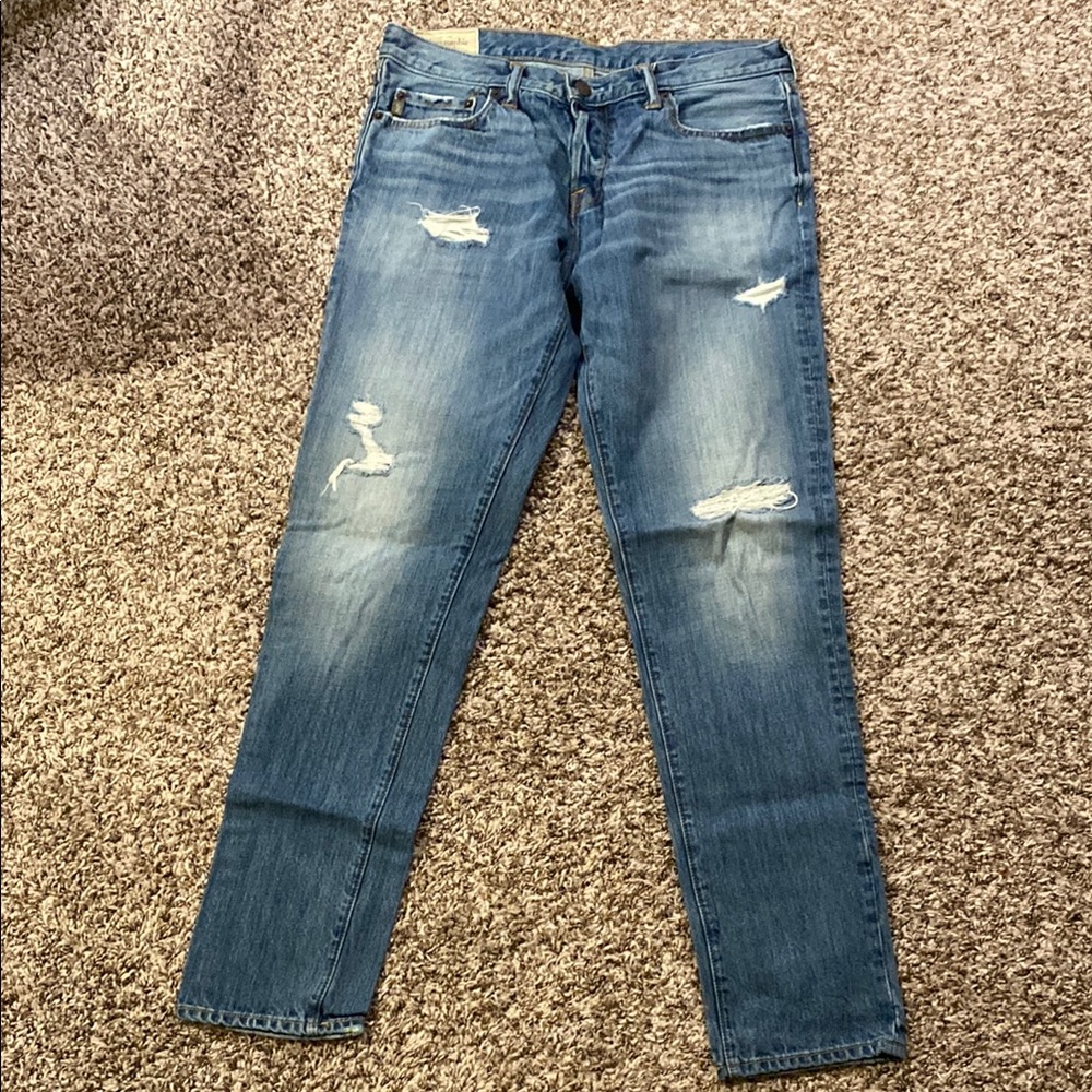 Abercrombie & Fitch Blue Slim Jeans Distressed Casual